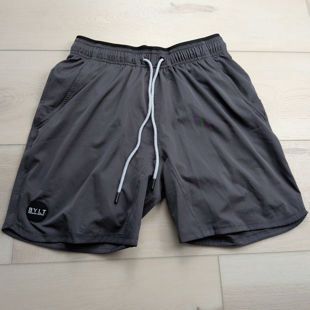 BYLT Premium Basics Shorts Mens M Lined Athletic Gray Drawstring Gym Training